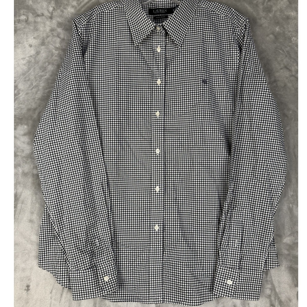 Lauren Ralph Lauren Men's Black White Gingham Check Button Down Shirt Long XL
